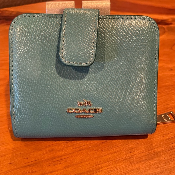 Coach Handbags - Coach medium teal wallet